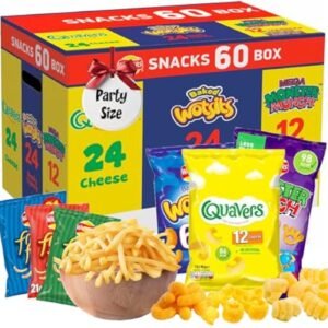 Assorted Flavour Crisps Multipack Box - Variety of 60 Crisps Snacks Box with EXTRA 3 x 18g French Fries Chips. Snacks Bulk Buy for Birthday Party Food, Pub Snacks, Movie Night, Camping